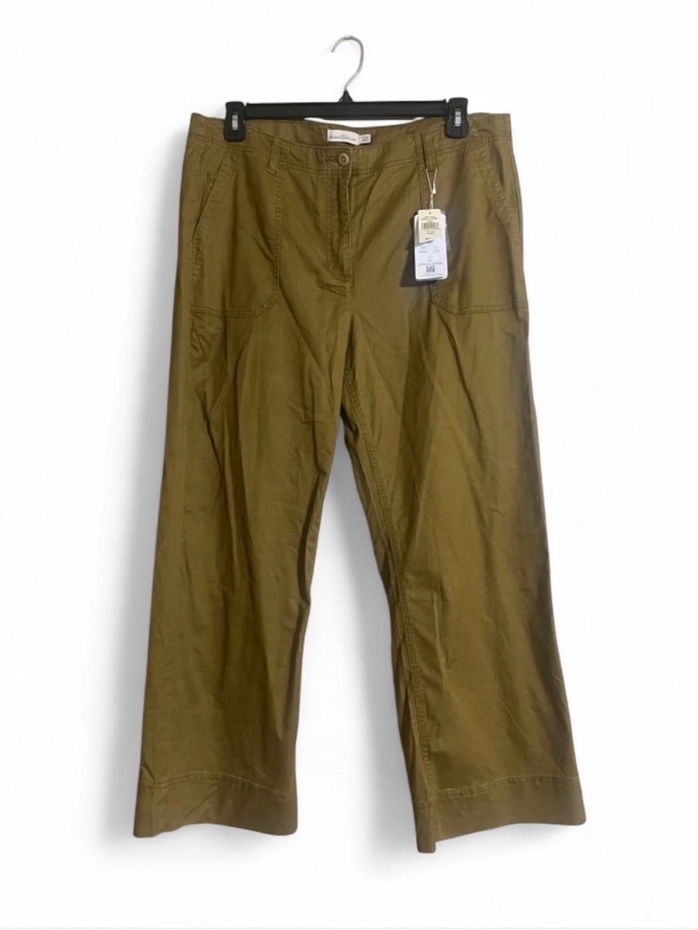 LL Bean Signature Pants Sz 16 M/T Tidal Marsh Tencel/Lyocell Pockets Wide Leg